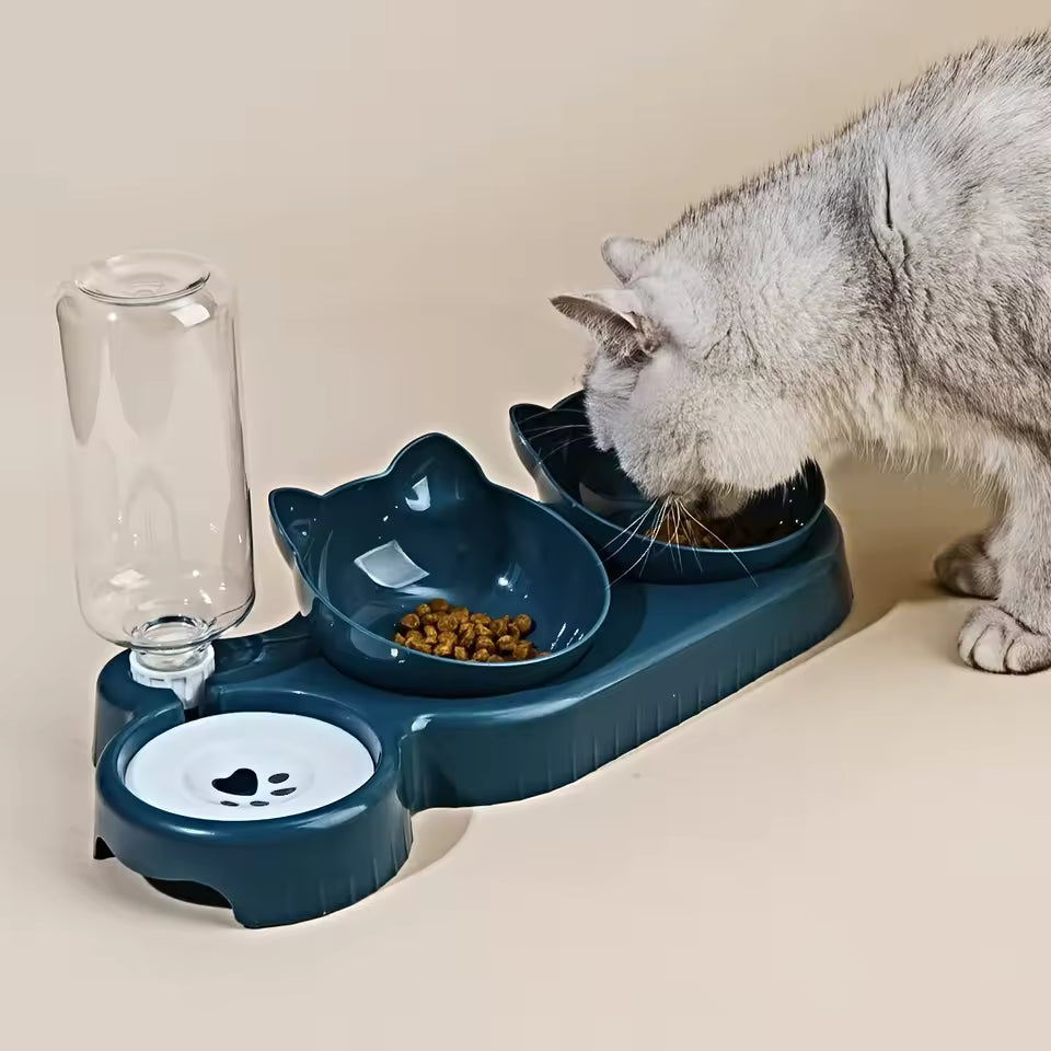 3-in-1 Kattenvoer & Drinkbak
