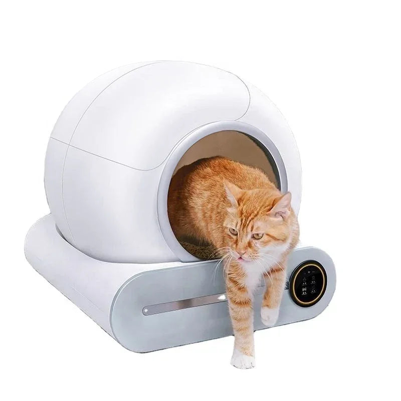 Slimme kattenbak, volledig automatisch, grote kattenbak, halfgesloten, slim kattentoilet, bediening via app en afstandsbediening. 3